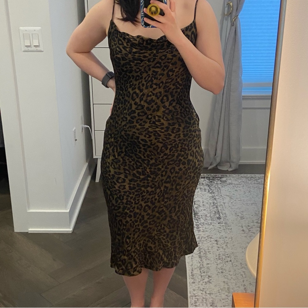 Leopard Print Midi Women's Dress